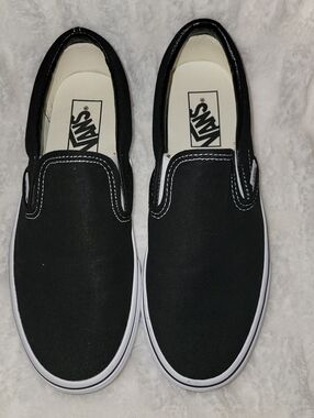Vans Black & White Slip-On Canvas Shoes